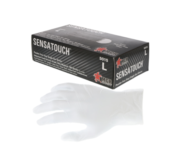 Gte. SensaGuard Vinil desechable, 5 mil, transparente, SP
