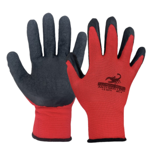 GUANTE ANTI DERRAPANTE ROJO C/PALMA DE LATEX NEGRO TALLA M