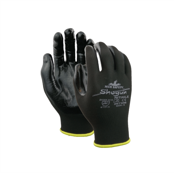 Guante 40% poly negro con 60% recub nitrilo negro