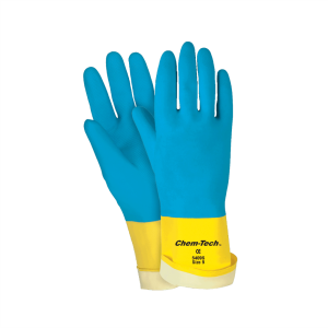 Gte CHEM-TECH, neopreno/latex, 28 mil, forro, azul/amarillo