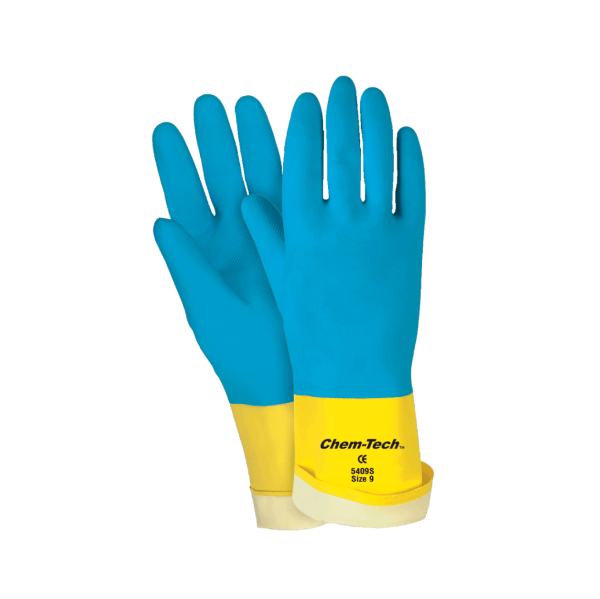 Gte CHEM-TECH, neopreno/latex, 28 mil, forro, azul/amarillo