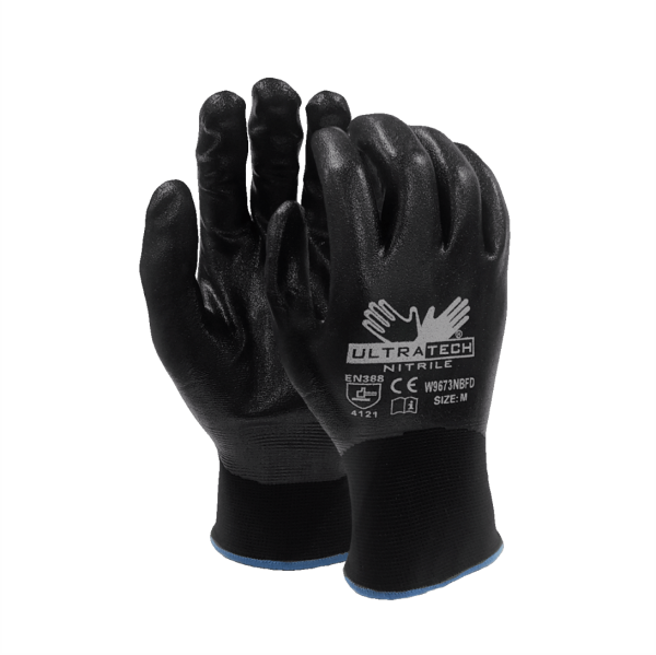 Gte MEMPHIS totalmente recub nitrilo negro sobre nylon negro