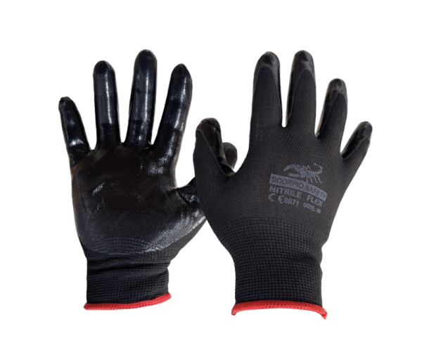 GUANTE NYLON NEG. C/PALMA DE NITRILO NEGRO